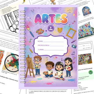 Capa de apostila de atividades de Artes 3º ano