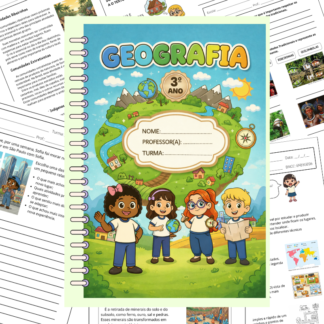 Capa de caderno de atividades de Geografia 3º ano