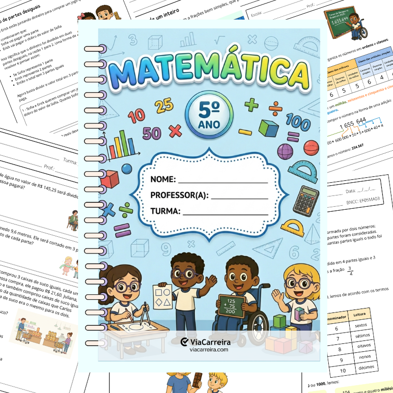 Capa do caderno de atividades de matemática 5º ano